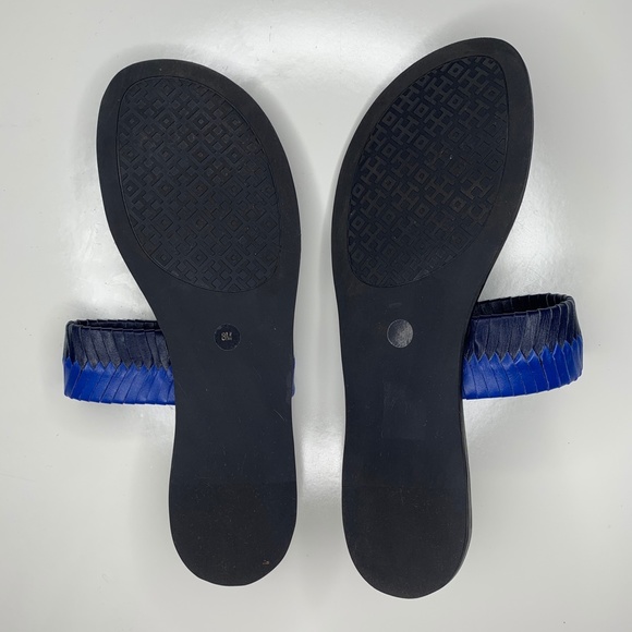 SOLD Tory Burch Two Tone Woven Sandals Slides - Picture 6 of 8